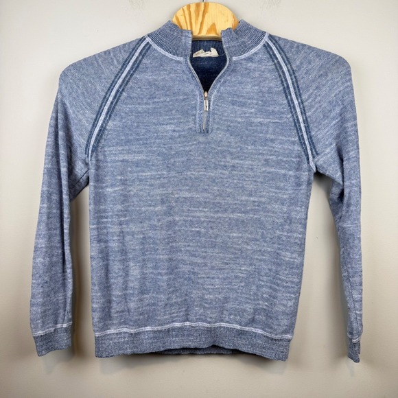 Tommy Bahama Other - Tommy Bahama Reversible 1/4 Zip Raglan Pullover Sweater Mens L Blue Nautical